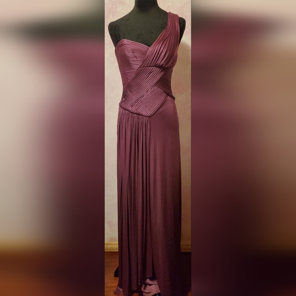BCBGMaxAzria One Shoulder Plum Dress